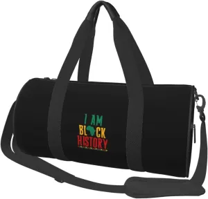 I Am Black History Convertible Garment Bag with Shoulder Strap, Carry on Garment Duffel Bag for Men Women - Rolling Foldable for Travel Luggage Bags (Black)
