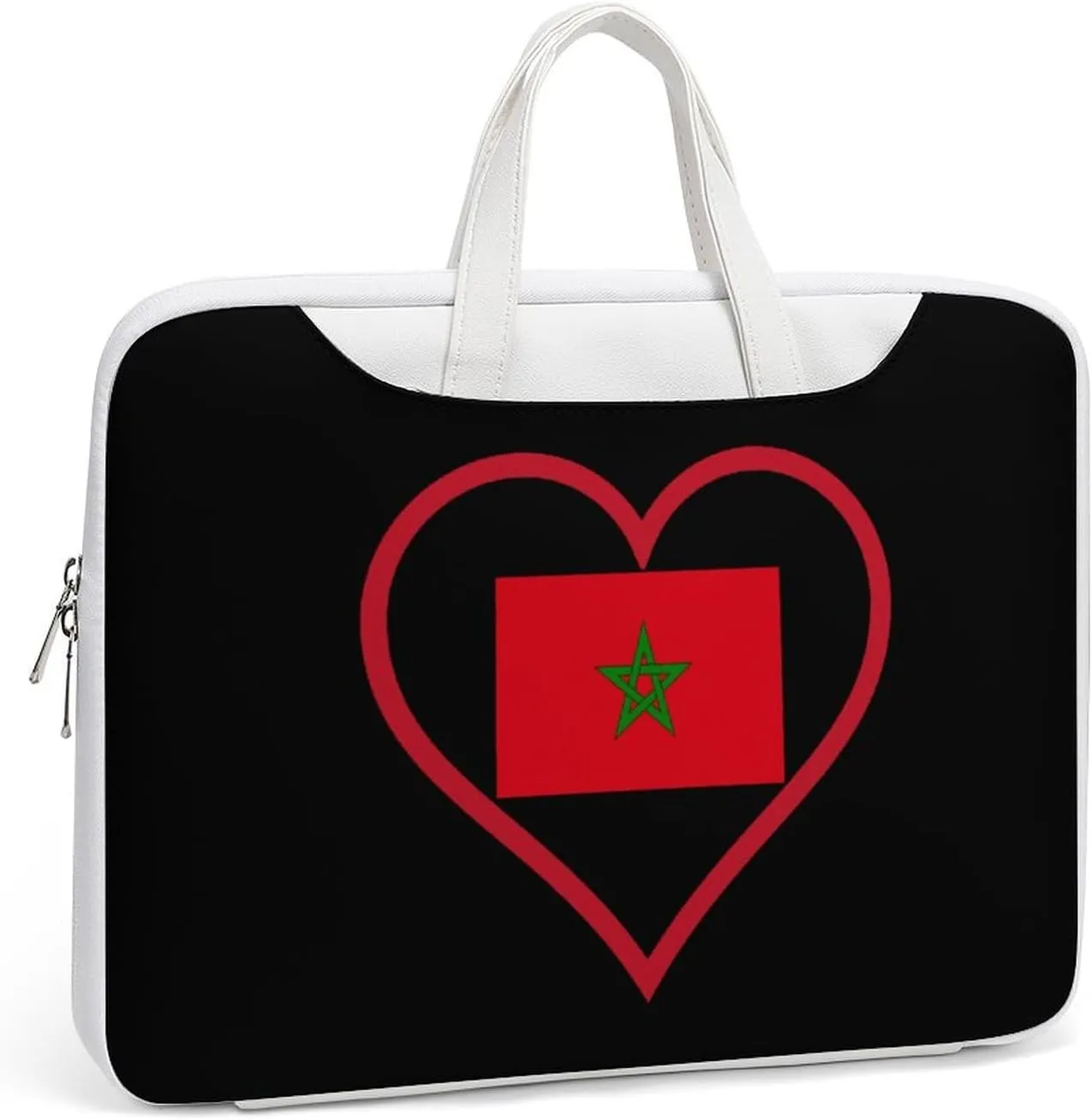 I Love Morocco Red Heart Leather Bag Laptop Case Slim Water Resistant Computer Bags with Handle Briefcase for Work