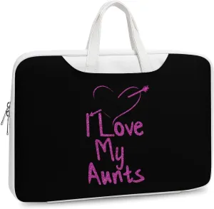 I Love My Aunts Leather Bag Laptop Case Slim Water Resistant Computer Bags with Handle Briefcase for Work