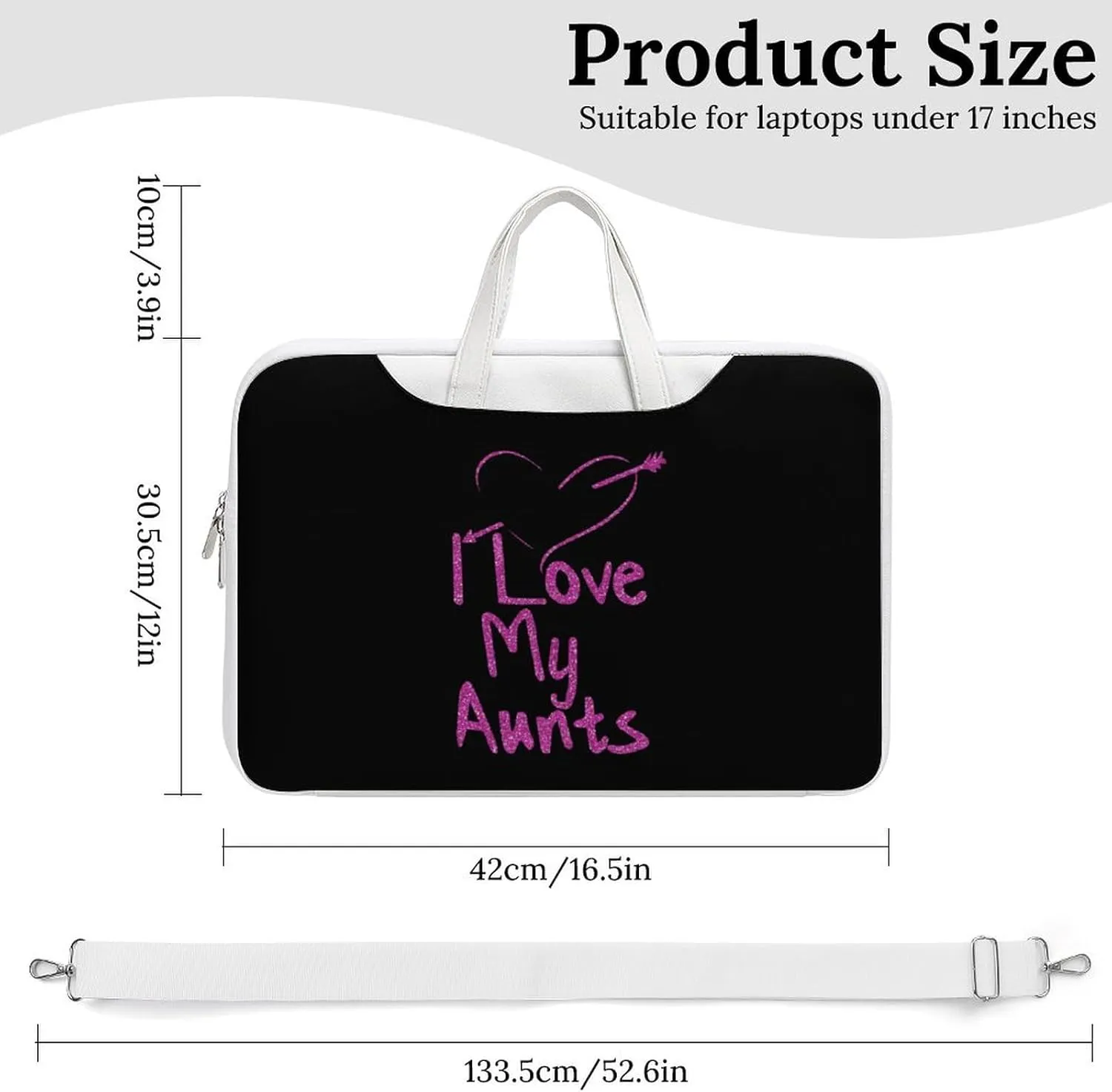 I Love My Aunts Leather Bag Laptop Case Slim Water Resistant Computer Bags with Handle Briefcase for Work