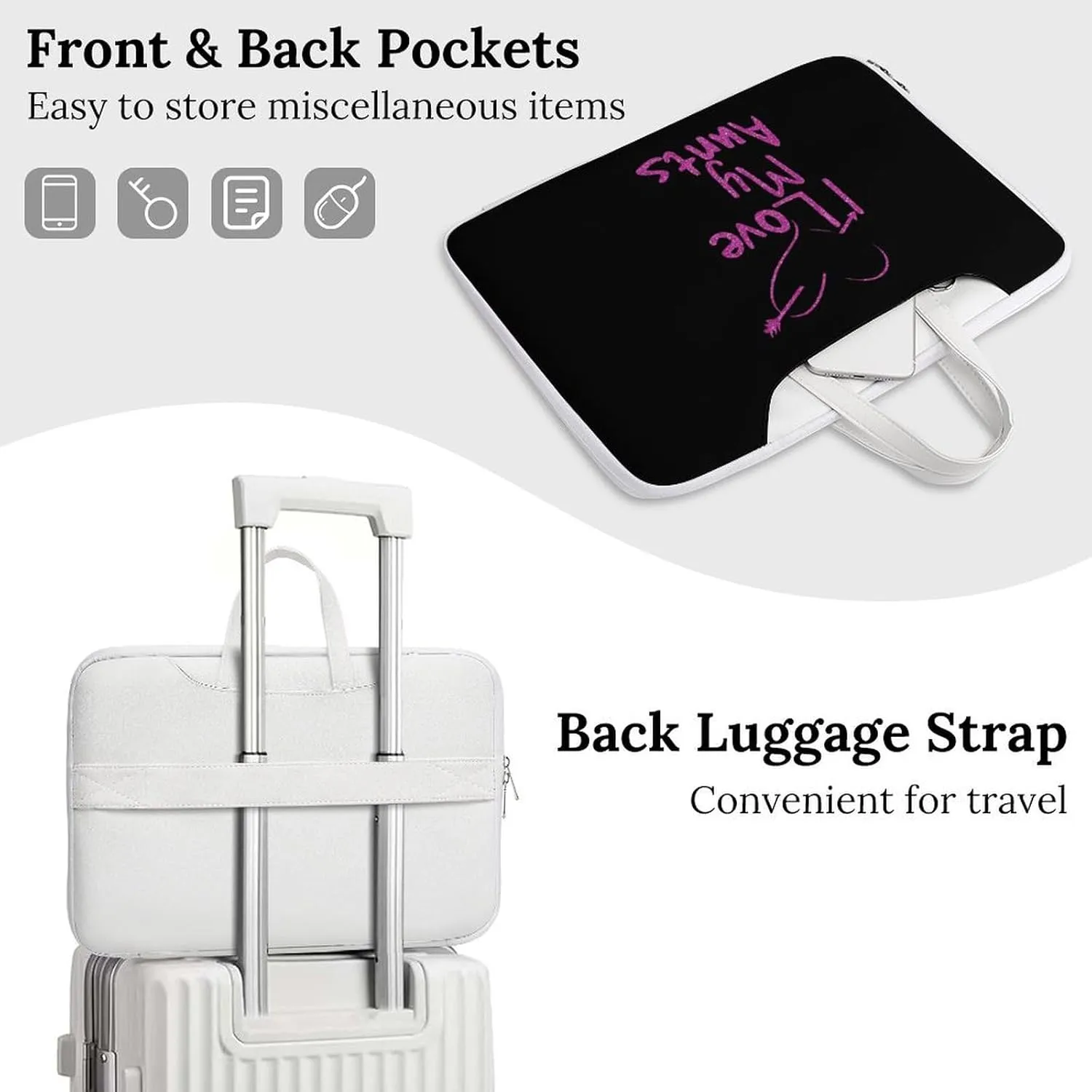 I Love My Aunts Leather Bag Laptop Case Slim Water Resistant Computer Bags with Handle Briefcase for Work