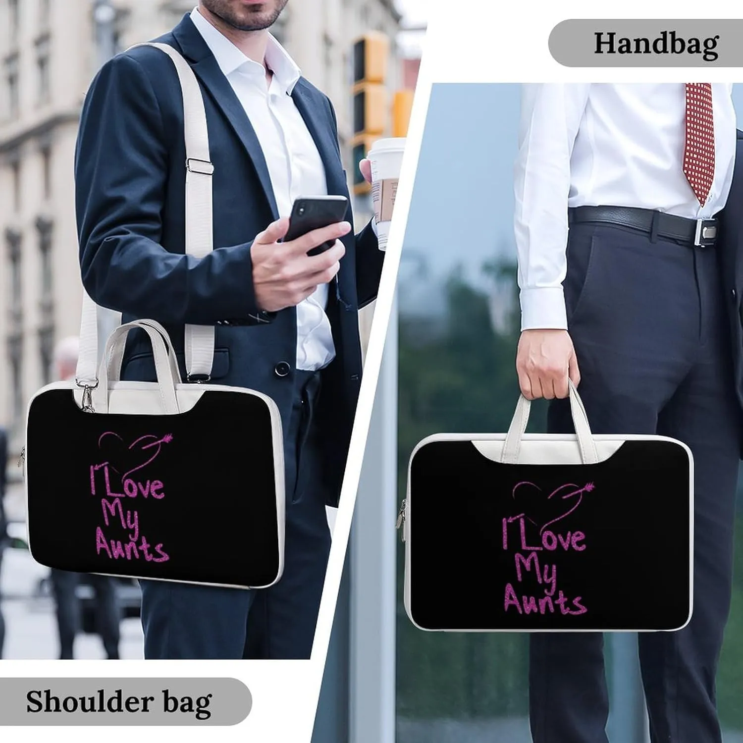 I Love My Aunts Leather Bag Laptop Case Slim Water Resistant Computer Bags with Handle Briefcase for Work
