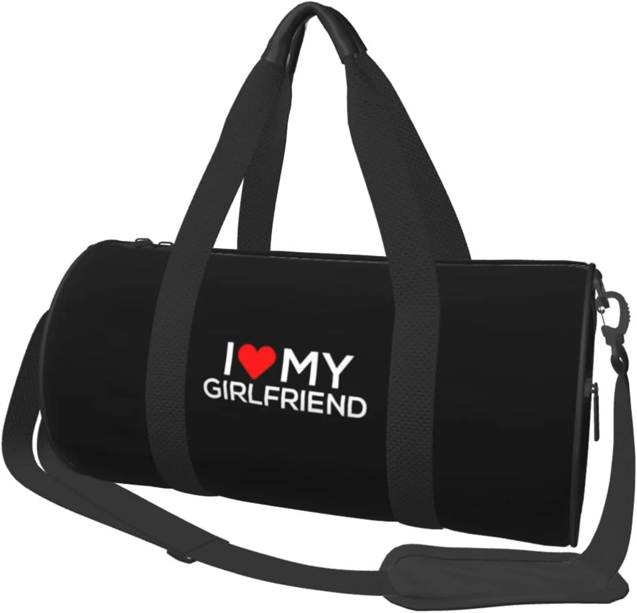 I Love My Girlfriend Convertible Garment Bag with Shoulder Strap, Carry on Garment Duffel Bag for Men Women - Rolling Foldable for Travel Luggage Bags (Black)