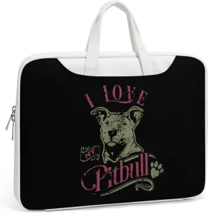 I Love My Pitbull Leather Bag Laptop Case Slim Water Resistant Computer Bags with Handle Briefcase for Work