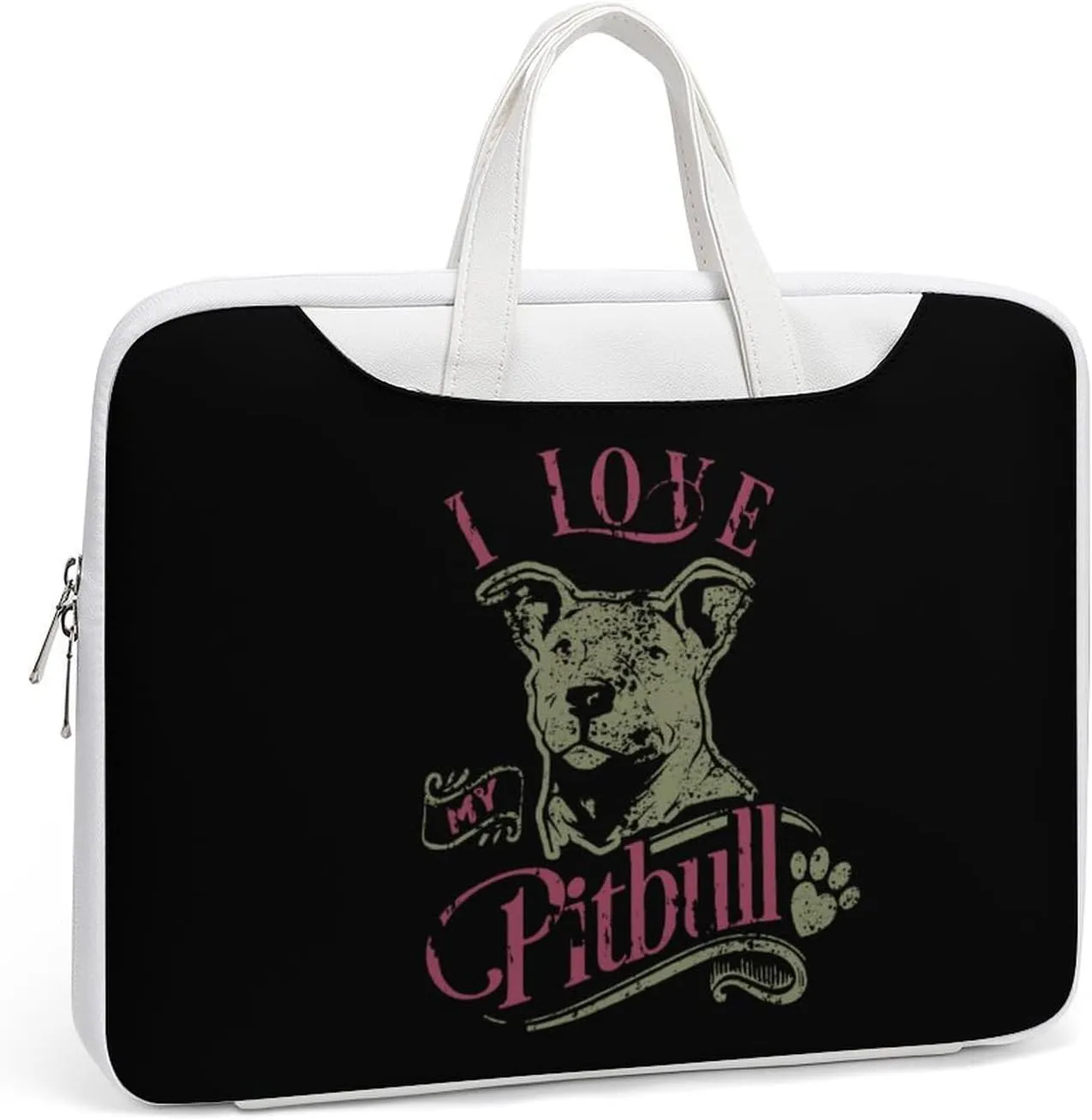 I Love My Pitbull Leather Bag Laptop Case Slim Water Resistant Computer Bags with Handle Briefcase for Work