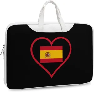 I Love Spain Red Heart Leather Bag Laptop Case Slim Water Resistant Computer Bags with Handle Briefcase for Work