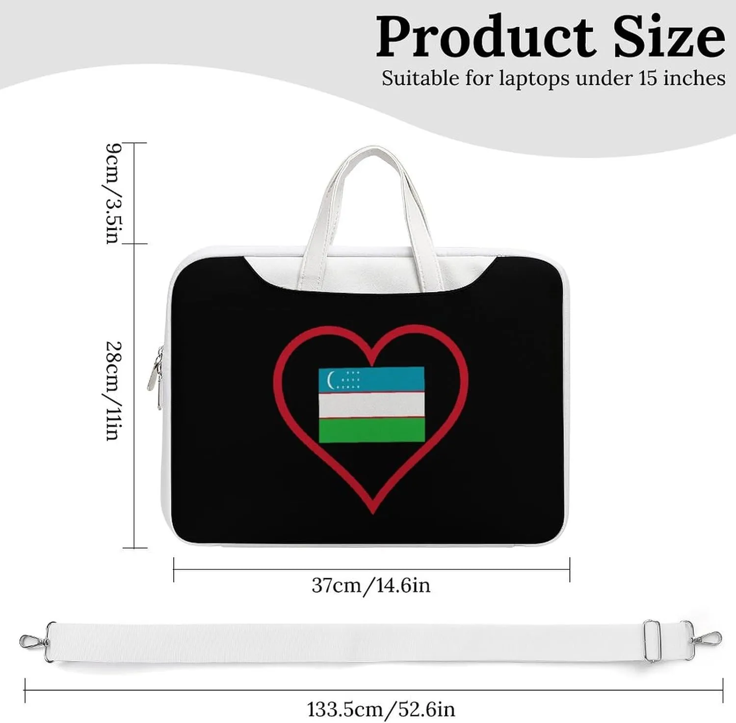 I Love Uzbekistan Red Heart Leather Bag Laptop Case Slim Water Resistant Computer Bags with Handle Briefcase for Work