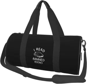 I Read Banned Books Convertible Garment Bag with Shoulder Strap, Carry on Garment Duffel Bag for Men Women - Rolling Foldable for Travel Luggage Bags (Black)