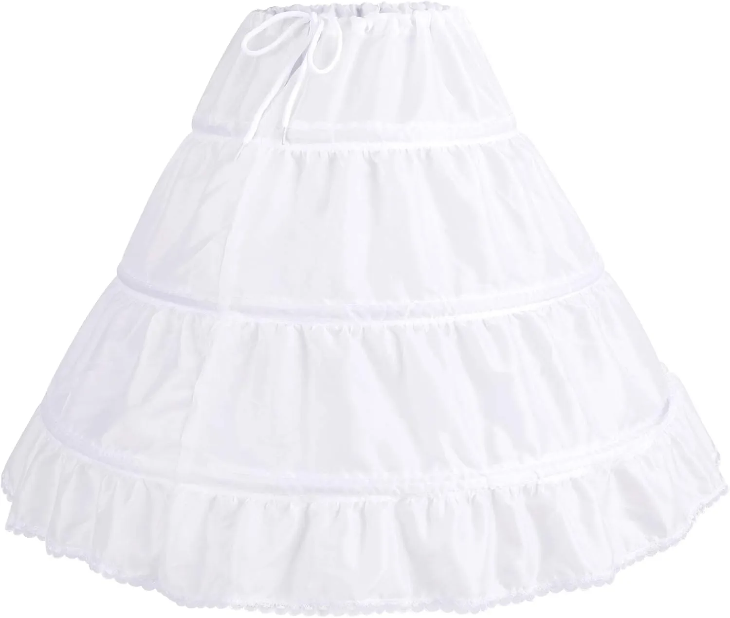 IBTOM CASTLE Kids Crinoline Petticoat with 3 Hoops,Full Length Flower Girl Underskirt Slips Tutu Fluffy Skirts Gowns