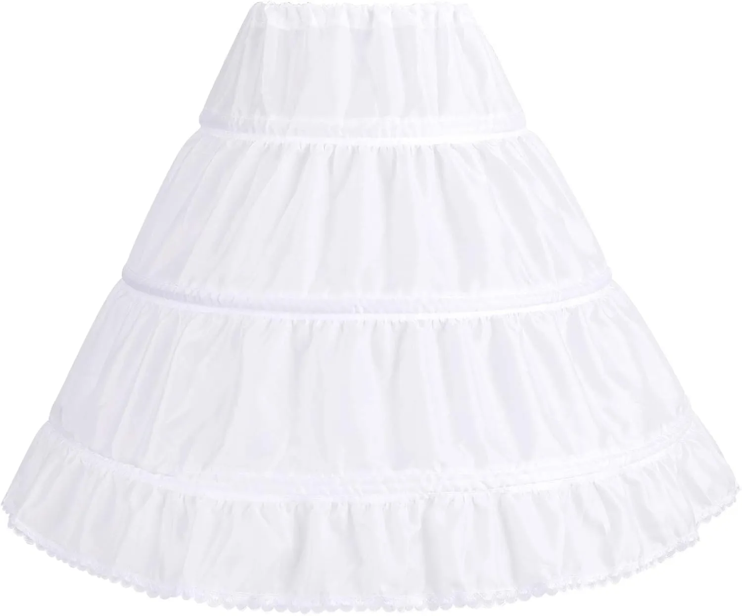 IBTOM CASTLE Kids Crinoline Petticoat with 3 Hoops,Full Length Flower Girl Underskirt Slips Tutu Fluffy Skirts Gowns