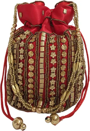 Indian Potli Bags, Bride Purse, Mini Drawstring Purse, Bucket Bag In Bright Colors, Wedding Favor Bags