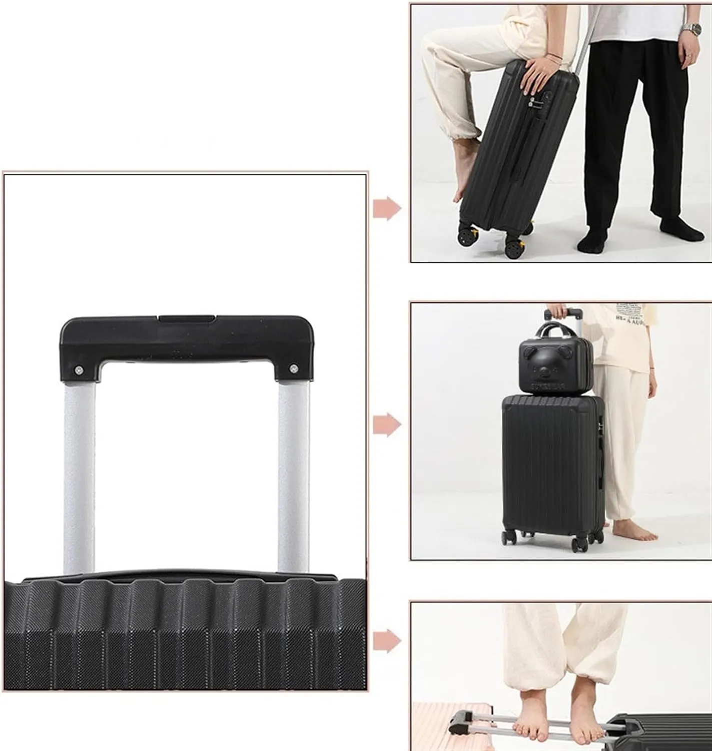 IRYZE Lightweight Suitcase Suitcase With Spinner Wheels Hardshell Lightweight Rolling Suitcases For Business Travel Carry on Luggage (Color : Black, Size : 24in)