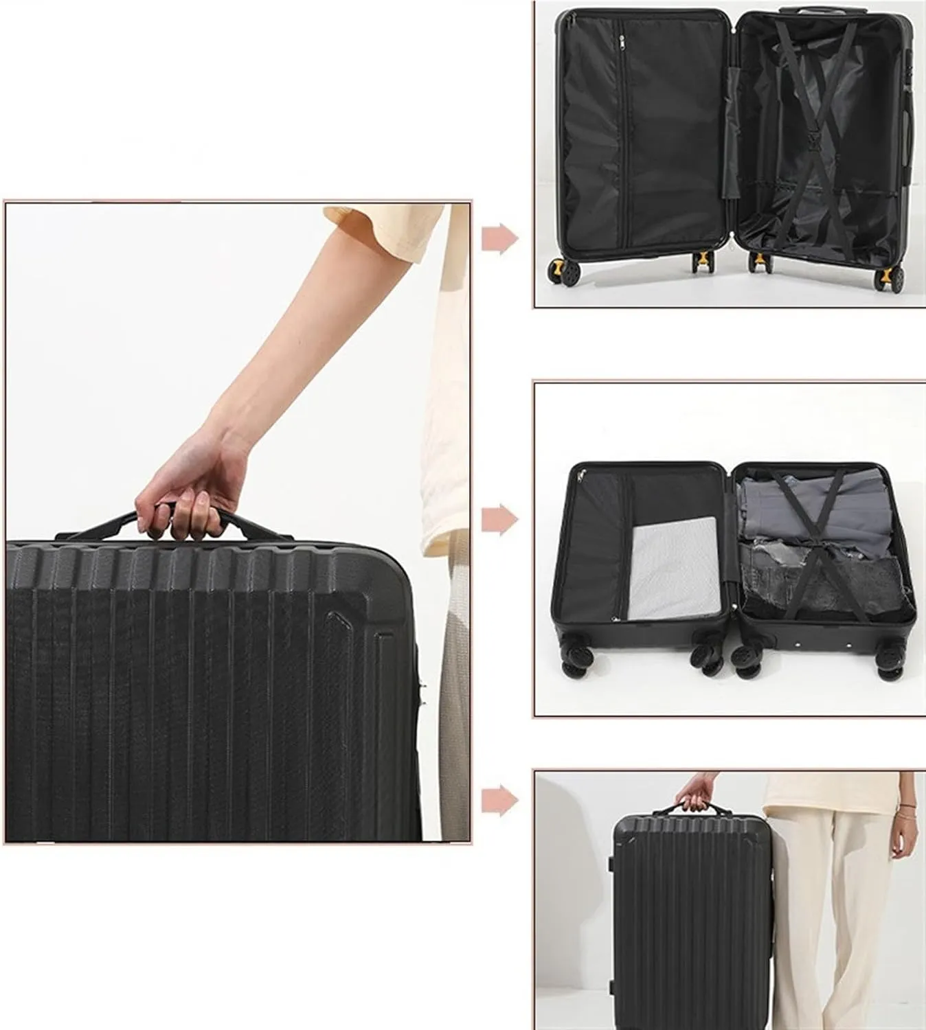 IRYZE Lightweight Suitcase Suitcase With Spinner Wheels Hardshell Lightweight Rolling Suitcases For Business Travel Carry on Luggage (Color : White, Size : 24in)