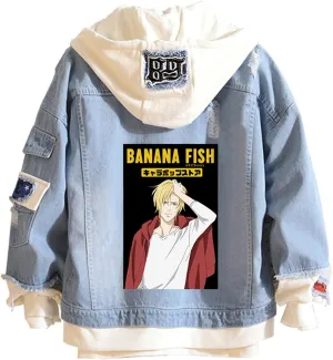 ISaikoy Anime BANANA FISH Denim Jacket Ash Lynx Jeans Sweatshirt Sweater Hoodie Pullovers Fleeces Costume