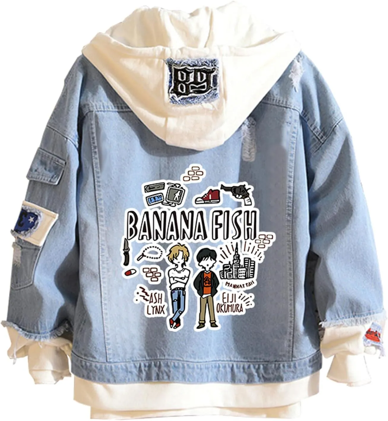 ISaikoy Anime BANANA FISH Denim Jacket Ash Lynx Jeans Sweatshirt Sweater Hoodie Pullovers Fleeces Costume
