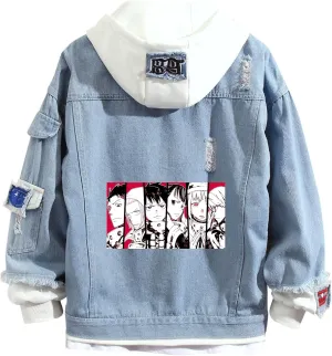 ISaikoy Anime Fire Force Denim Jacket Shinra Kusakabe Cosplay Sweatshirt Sweater Hoodie Pullovers Costume
