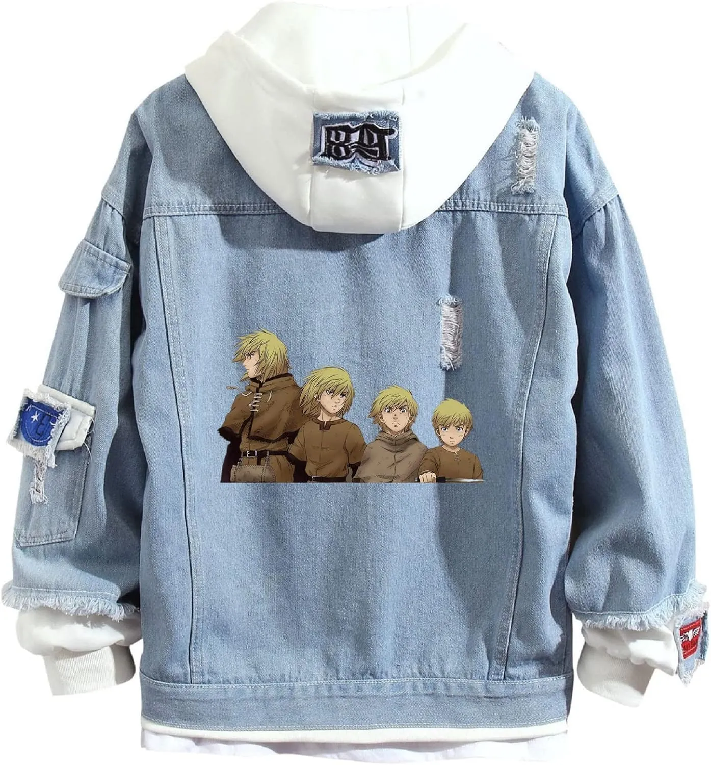 ISaikoy Anime VINLAND SAGA Denim Jacket Hoodie Sweatshirt Costume Pullovers Fleeces