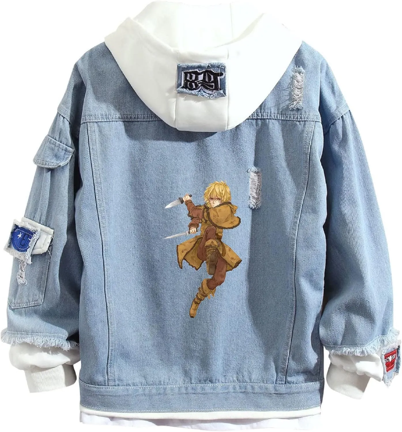 ISaikoy Anime VINLAND SAGA Denim Jacket Hoodie Sweatshirt Costume Pullovers Fleeces