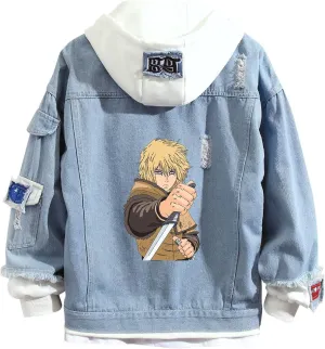 ISaikoy Anime VINLAND SAGA Denim Jacket Hoodie Sweatshirt Costume Pullovers Fleeces
