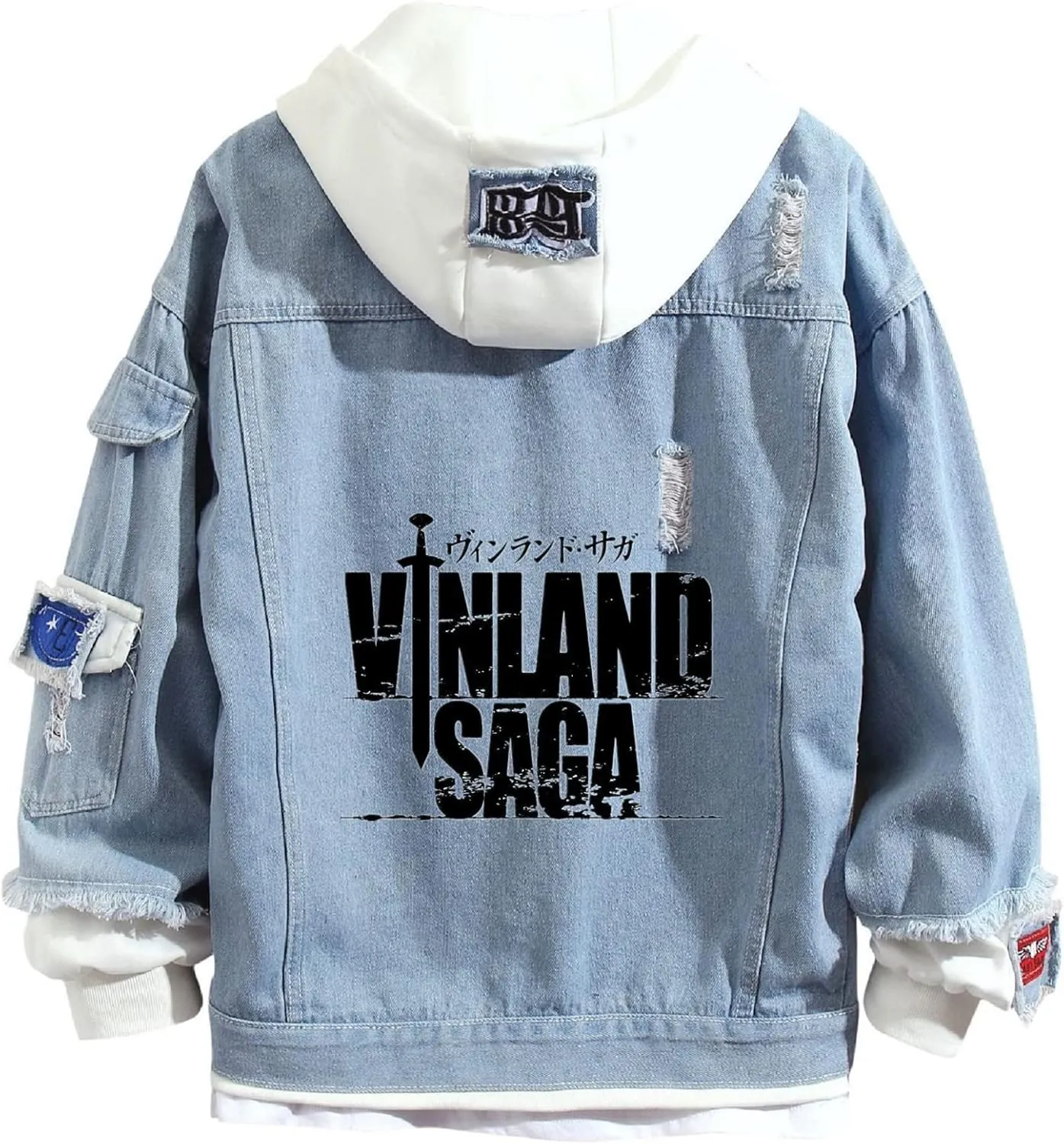 ISaikoy Anime VINLAND SAGA Denim Jacket Hoodie Sweatshirt Costume Pullovers Fleeces