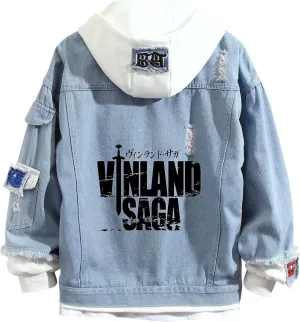 ISaikoy Anime VINLAND SAGA Denim Jacket Hoodie Sweatshirt Costume Pullovers Fleeces