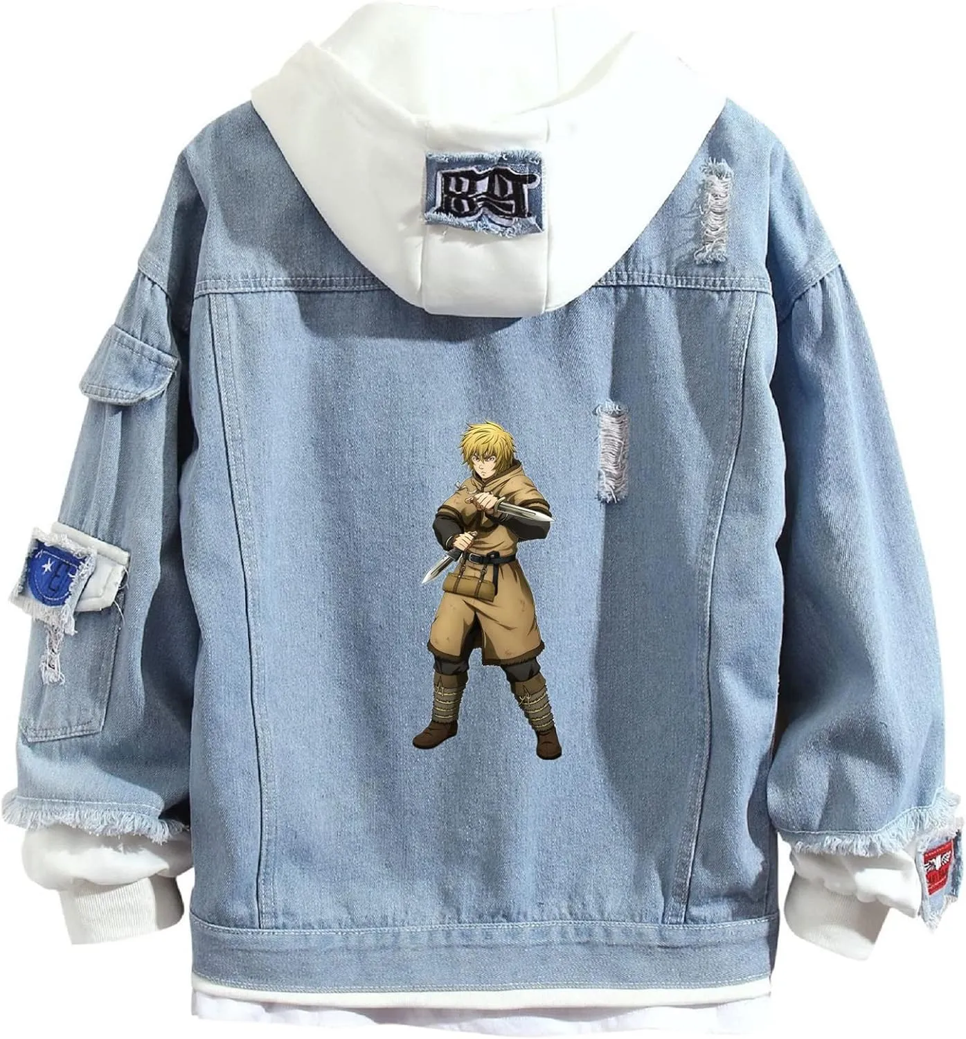 ISaikoy Anime VINLAND SAGA Denim Jacket Hoodie Sweatshirt Costume Pullovers Fleeces