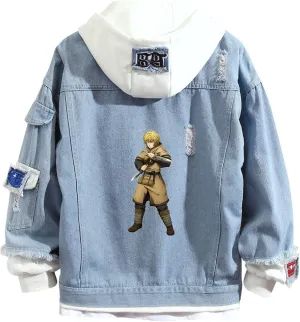 ISaikoy Anime VINLAND SAGA Denim Jacket Hoodie Sweatshirt Costume Pullovers Fleeces