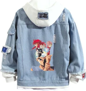 ISaikoy Anime Yu Yu Hakusho Denim Jacket Sweatshirt Costume Hoodie Pullovers Fleeces