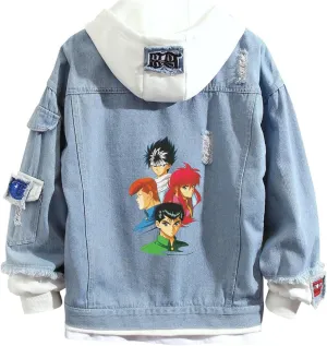 ISaikoy Anime Yu Yu Hakusho Denim Jacket Sweatshirt Costume Hoodie Pullovers Fleeces
