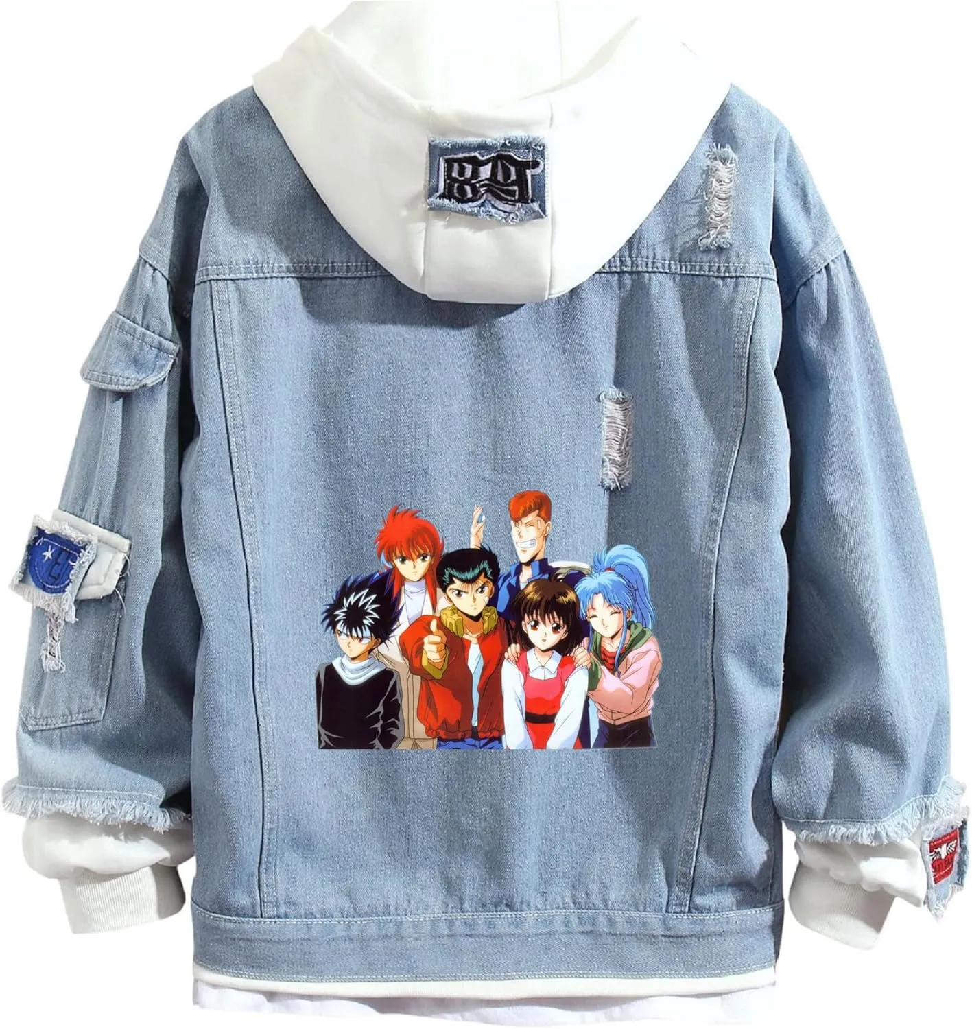 ISaikoy Anime Yu Yu Hakusho Denim Jacket Sweatshirt Costume Hoodie Pullovers Fleeces