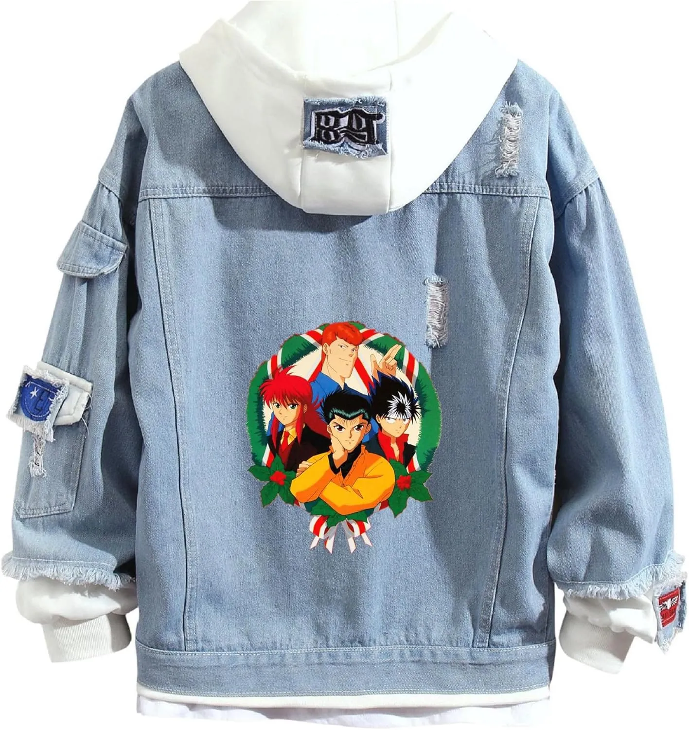 ISaikoy Anime Yu Yu Hakusho Denim Jacket Sweatshirt Costume Hoodie Pullovers Fleeces