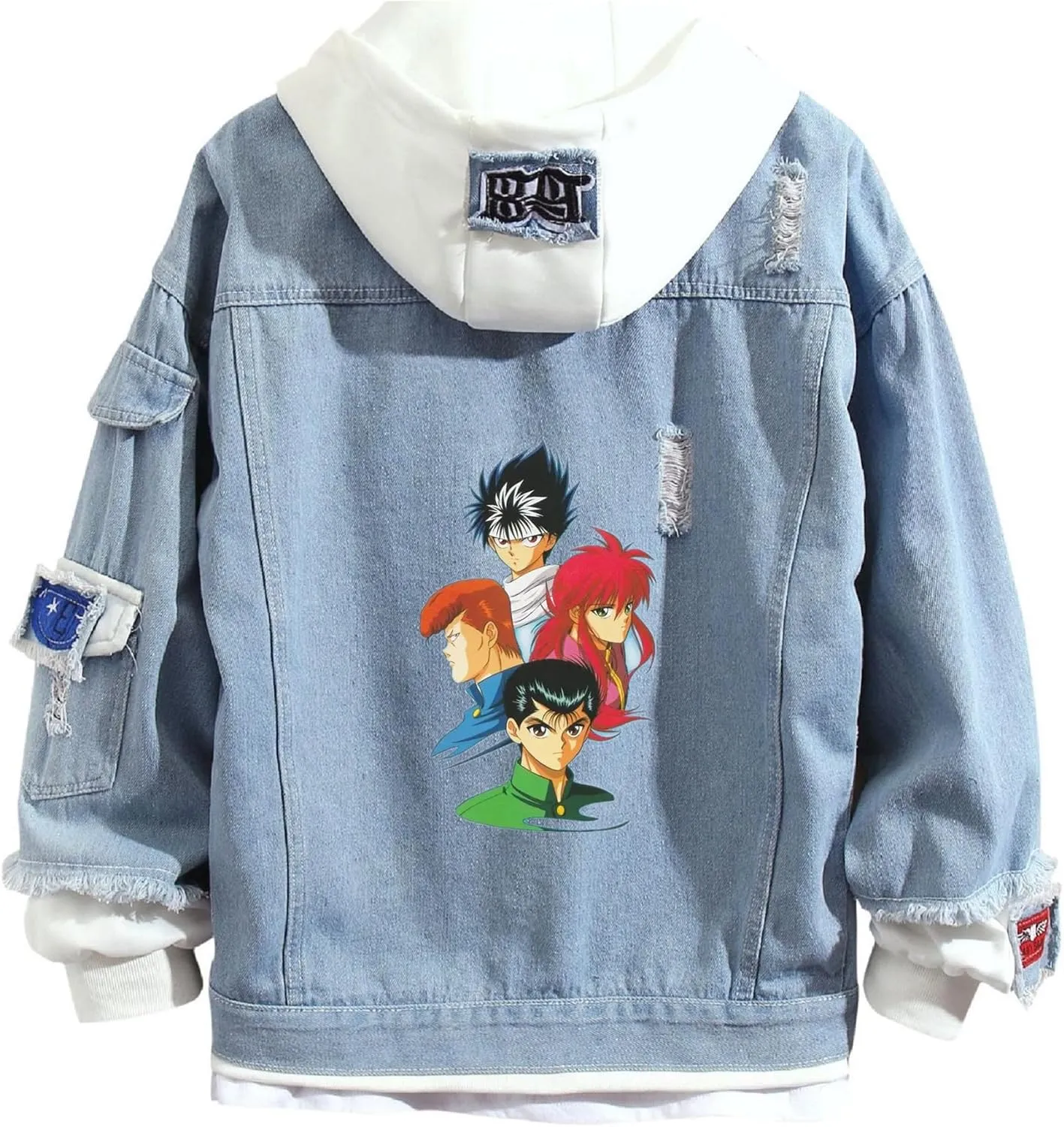 ISaikoy Anime Yu Yu Hakusho Denim Jacket Sweatshirt Costume Hoodie Pullovers Fleeces