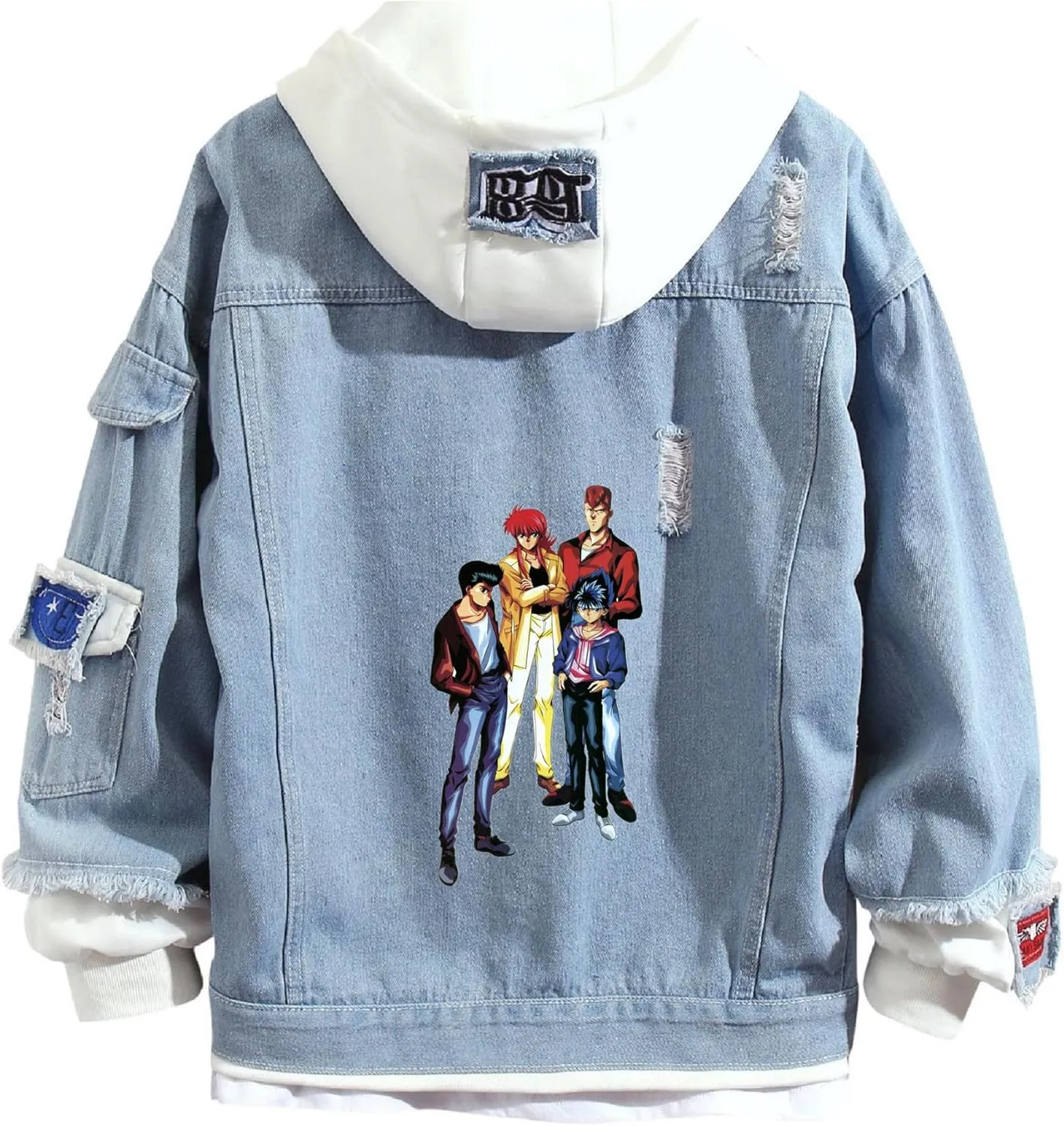 ISaikoy Anime Yu Yu Hakusho Denim Jacket Sweatshirt Costume Hoodie Pullovers Fleeces
