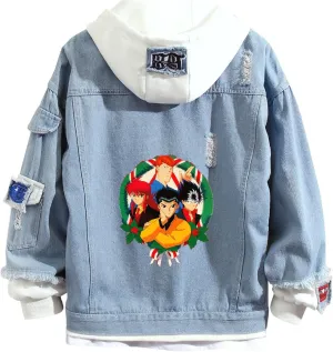 ISaikoy Anime Yu Yu Hakusho Denim Jacket Sweatshirt Costume Hoodie Pullovers Fleeces
