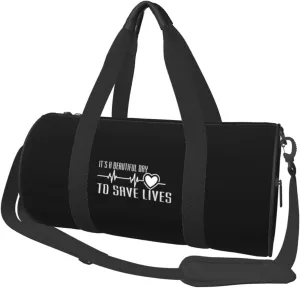 It's A Beautiful Day to Save Lives Convertible Garment Bag with Shoulder Strap, Carry on Garment Duffel Bag for Men Women - Rolling Foldable for Travel Luggage Bags (Black)