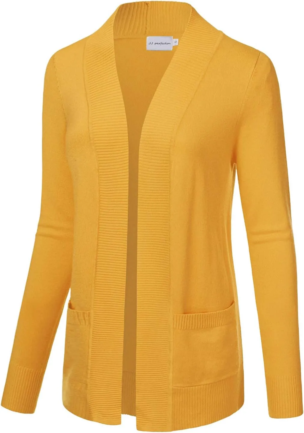 JJ Perfection Casual Open Front Knit Cardigan Long Sleeve with Side Pockets Basic Sweater Jackets for Womens with Plus Size
