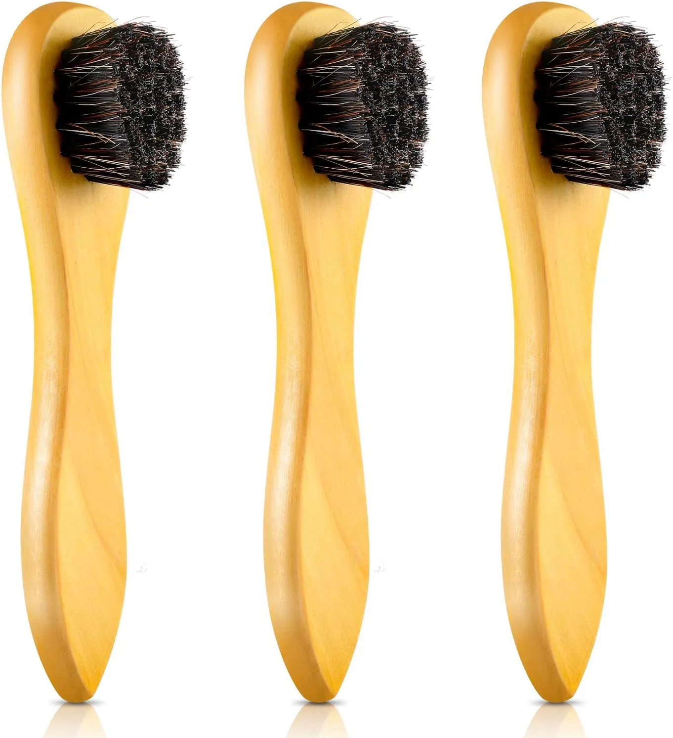 Jovitec 3 Pieces Horsehair Polish Applicator Brush Kit Saddle Soap Shoe Shine Brush Leather Boot Clean Dauber Applicators