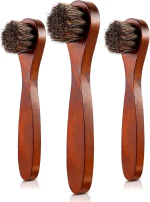 Jovitec 3 Pieces Horsehair Polish Applicator Brush Kit Saddle Soap Shoe Shine Brush Leather Boot Clean Dauber Applicators