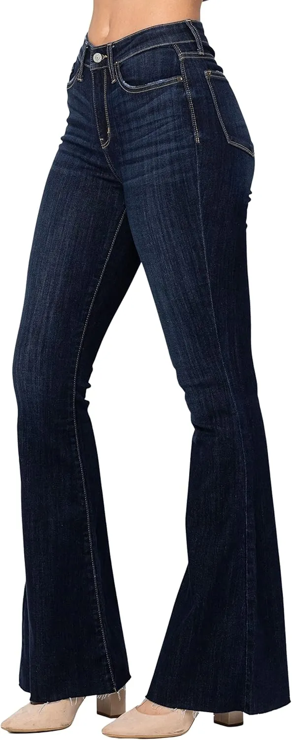 Judy Blue Women's High Waisted Raw Hem Tall Flare Jeans