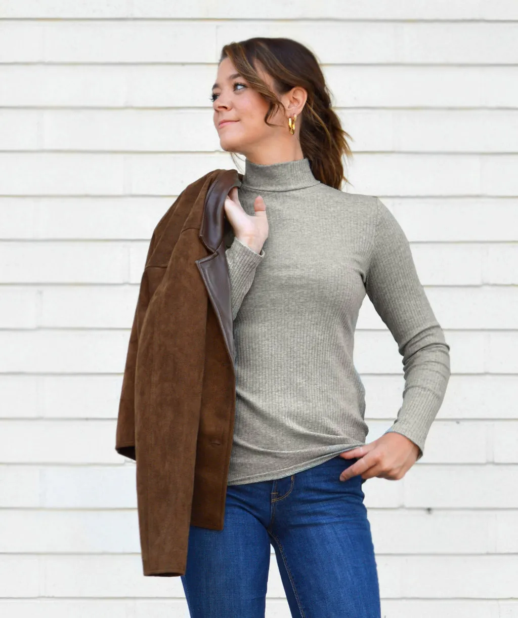 JUVIA mock neck top in Heather Grey