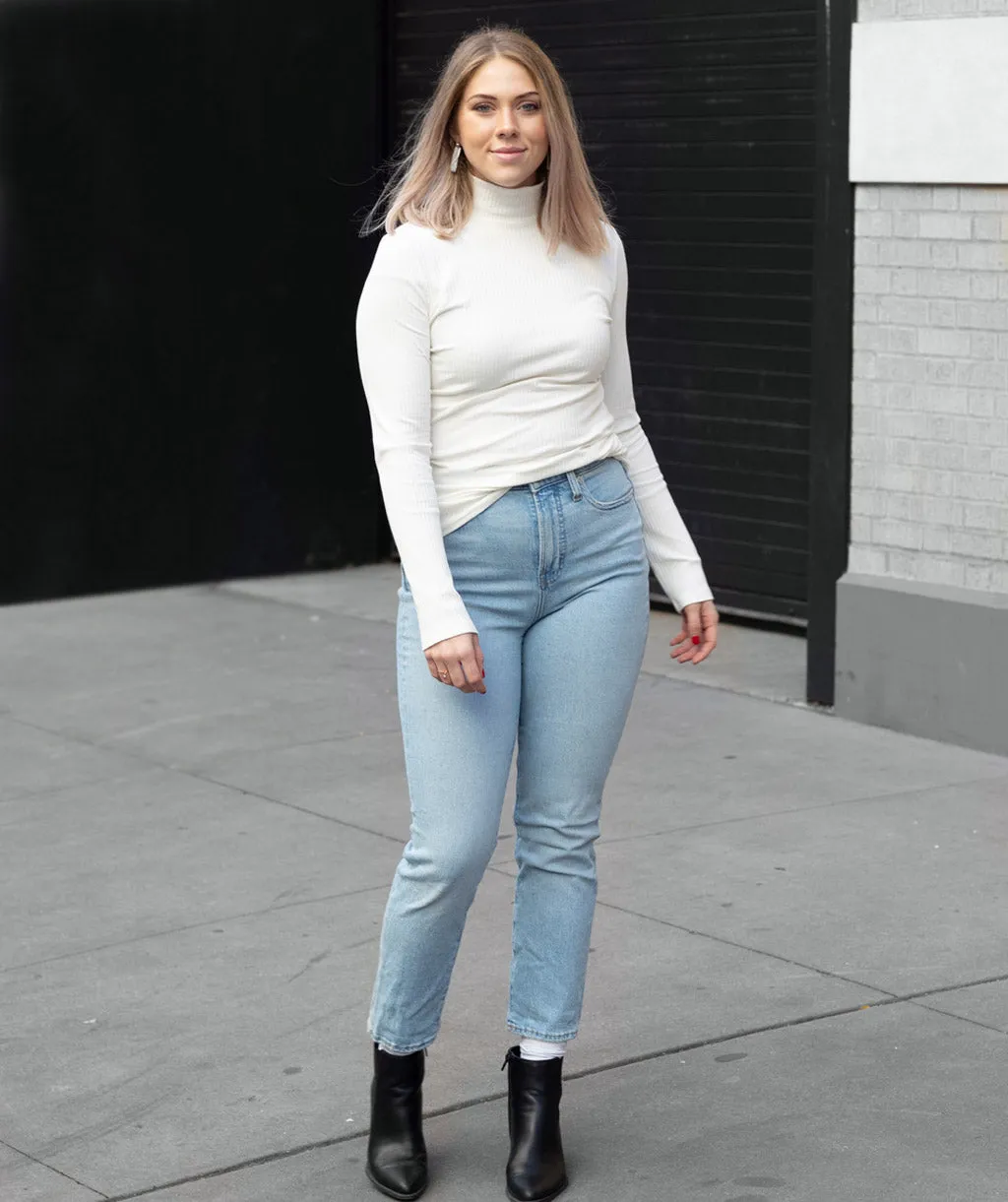 JUVIA mock neck top in Ivory