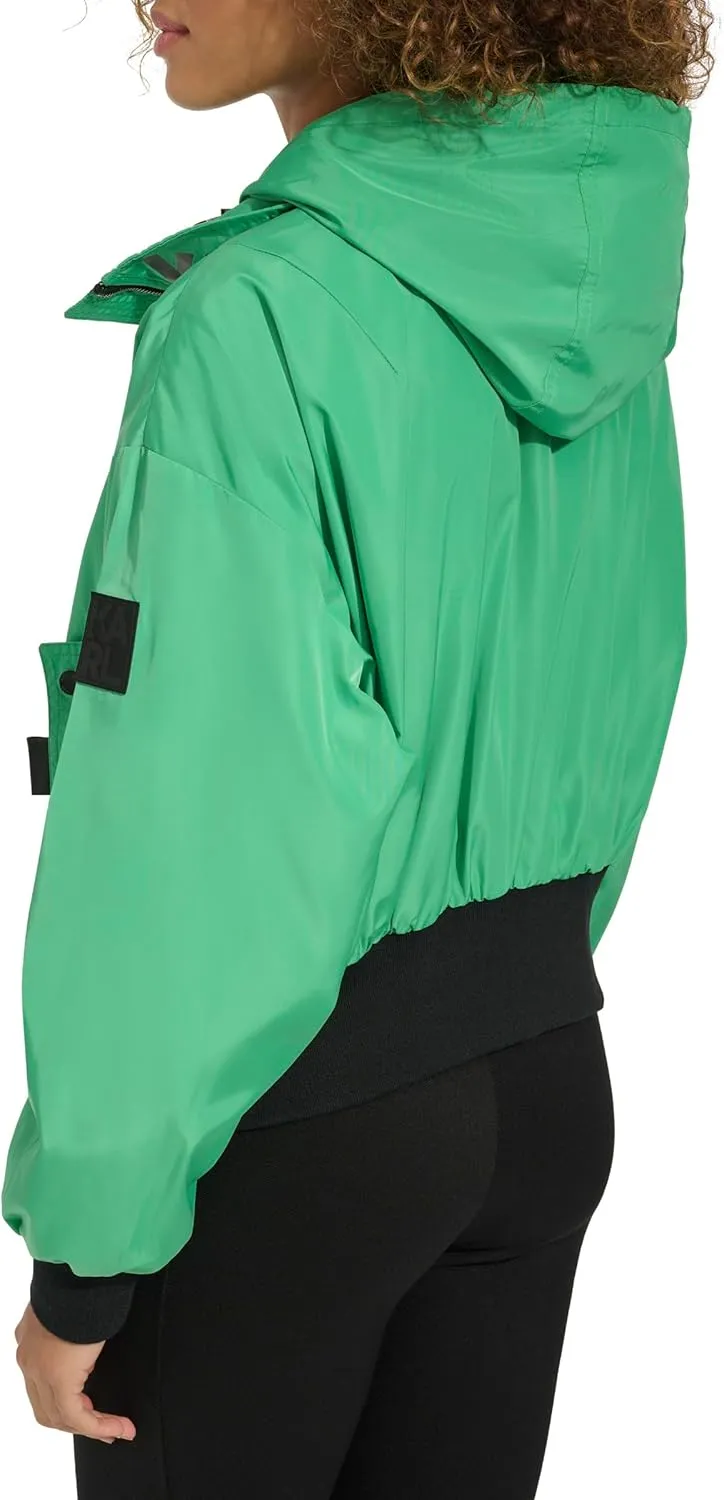 KARL LAGERFELD Women's Paris Short Anorack With Logo Sleeve Jacket