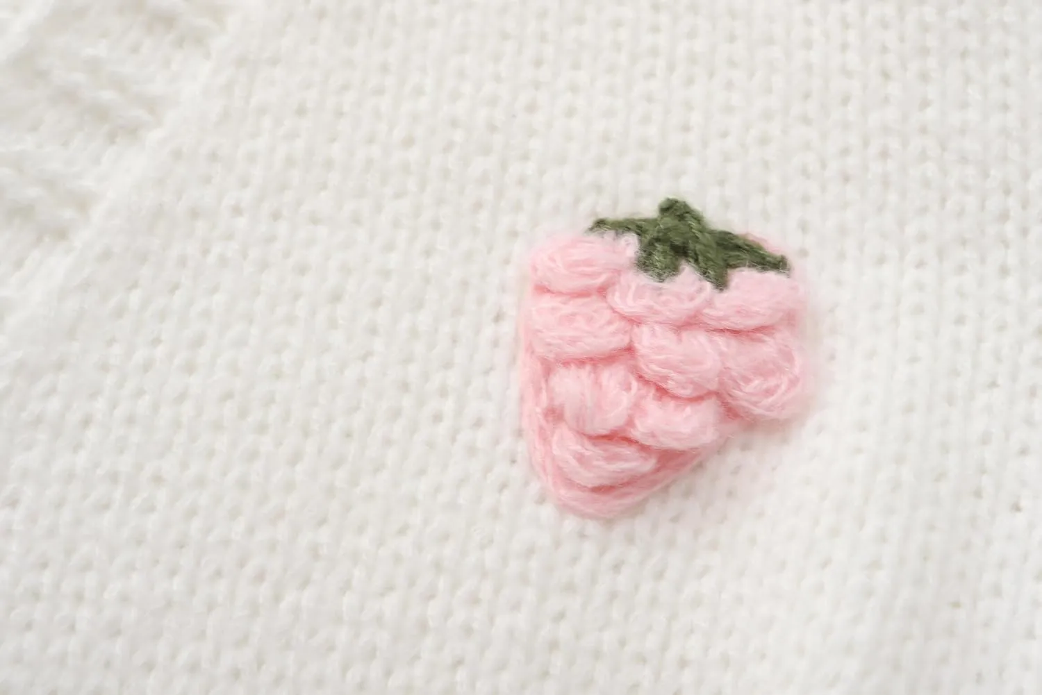 Kawaii Sweet Japanese Women's Fruit Strawberry Pink Embroidery Printed Button Knitted Cardigan Sweater Coat