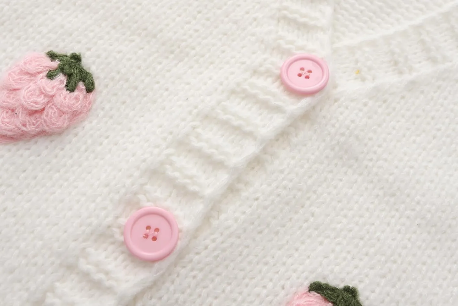 Kawaii Sweet Japanese Women's Fruit Strawberry Pink Embroidery Printed Button Knitted Cardigan Sweater Coat