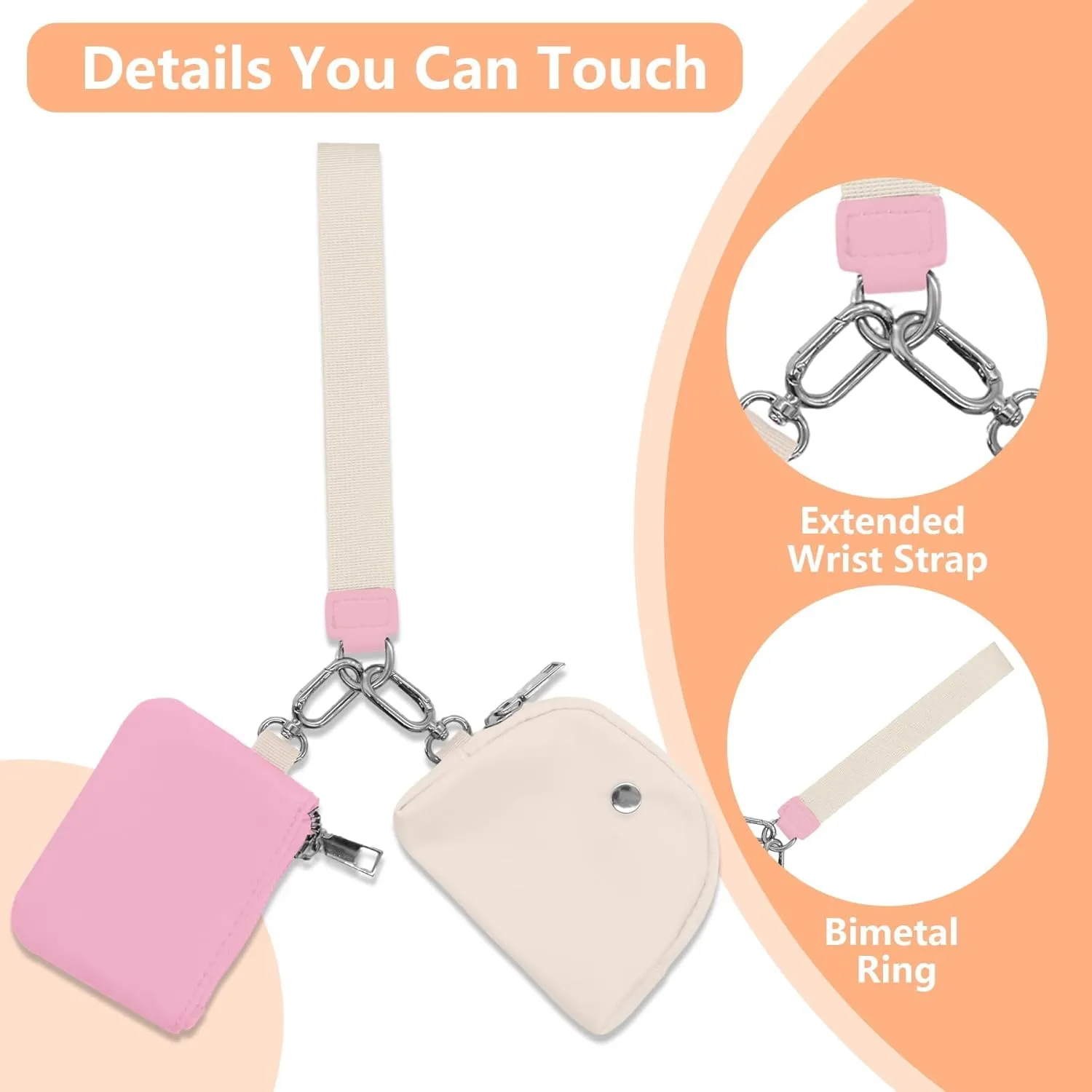 Keychain Wristlets Wallets,ULIFESTAR 1PCS Mini Zip Around Keychain Wristlets Wallets Small Portable Dual Pounch Wristlets Detachable Coin Purse Pocket Gifts for Women Travel Outdoors