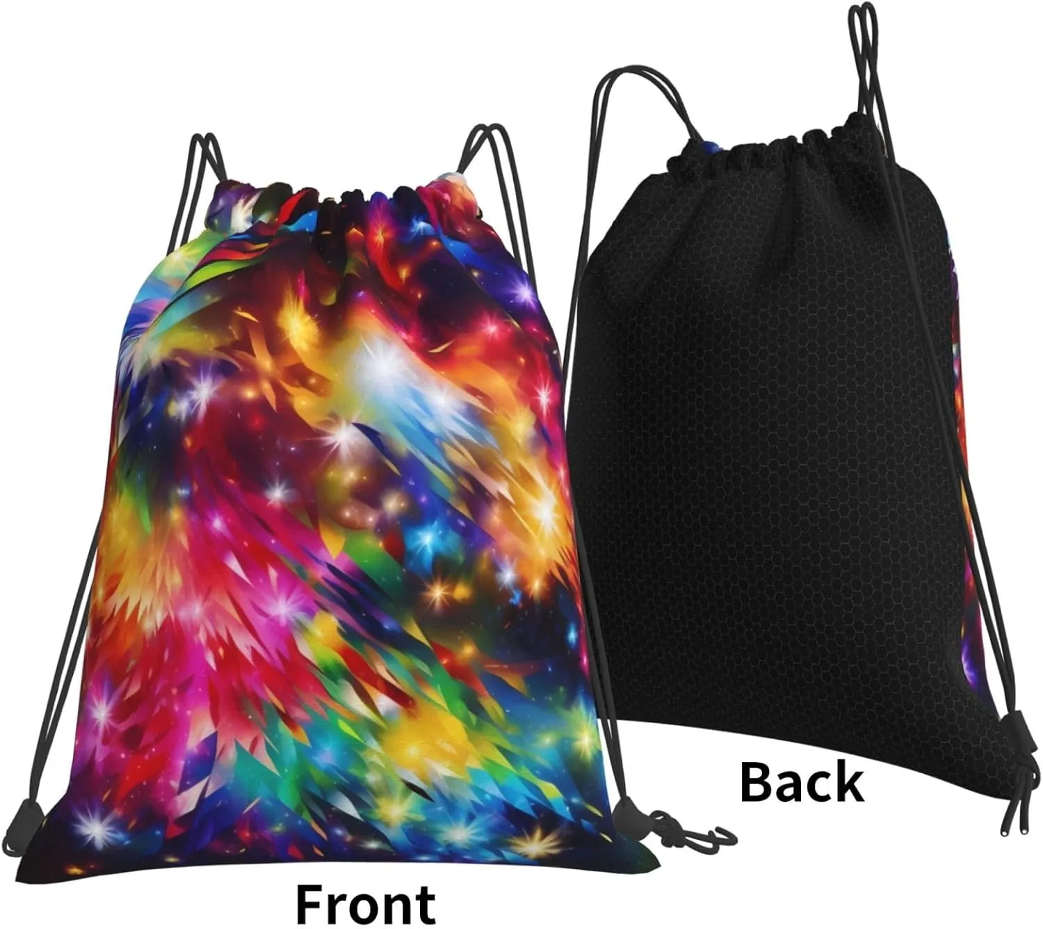 KHiry Drawstring Backpack Waterproof String Bag Bright Colorful Art Drawstring Sackpack Gym Bag for Man Woman