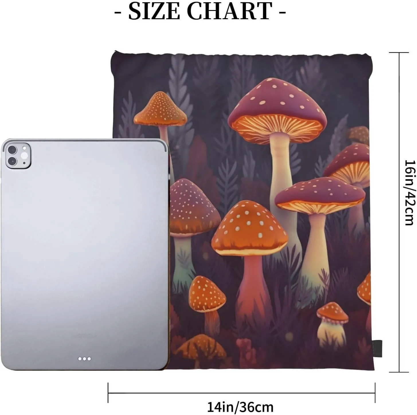 KHiry Drawstring Backpack Waterproof String Bag Bright Mushrooms Art Drawstring Sackpack Gym Bag for Man Woman