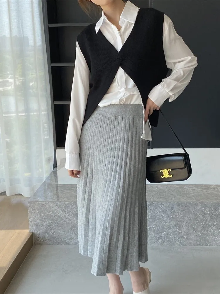 Knitted Slim Elastic Waist Skirt