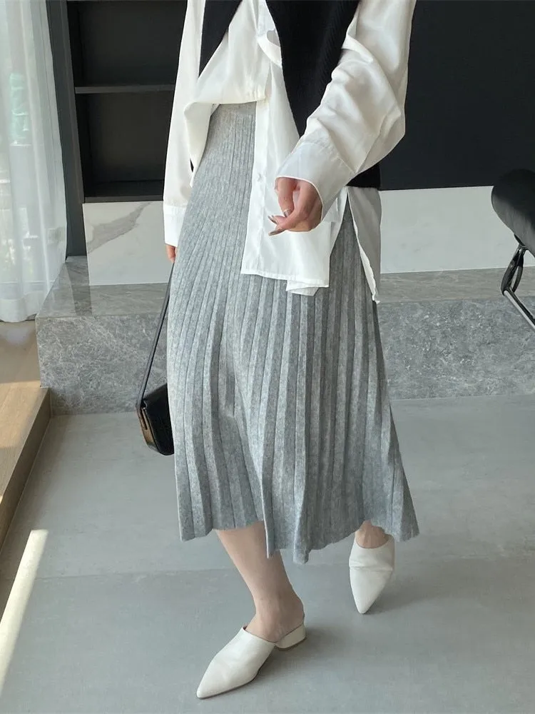 Knitted Slim Elastic Waist Skirt