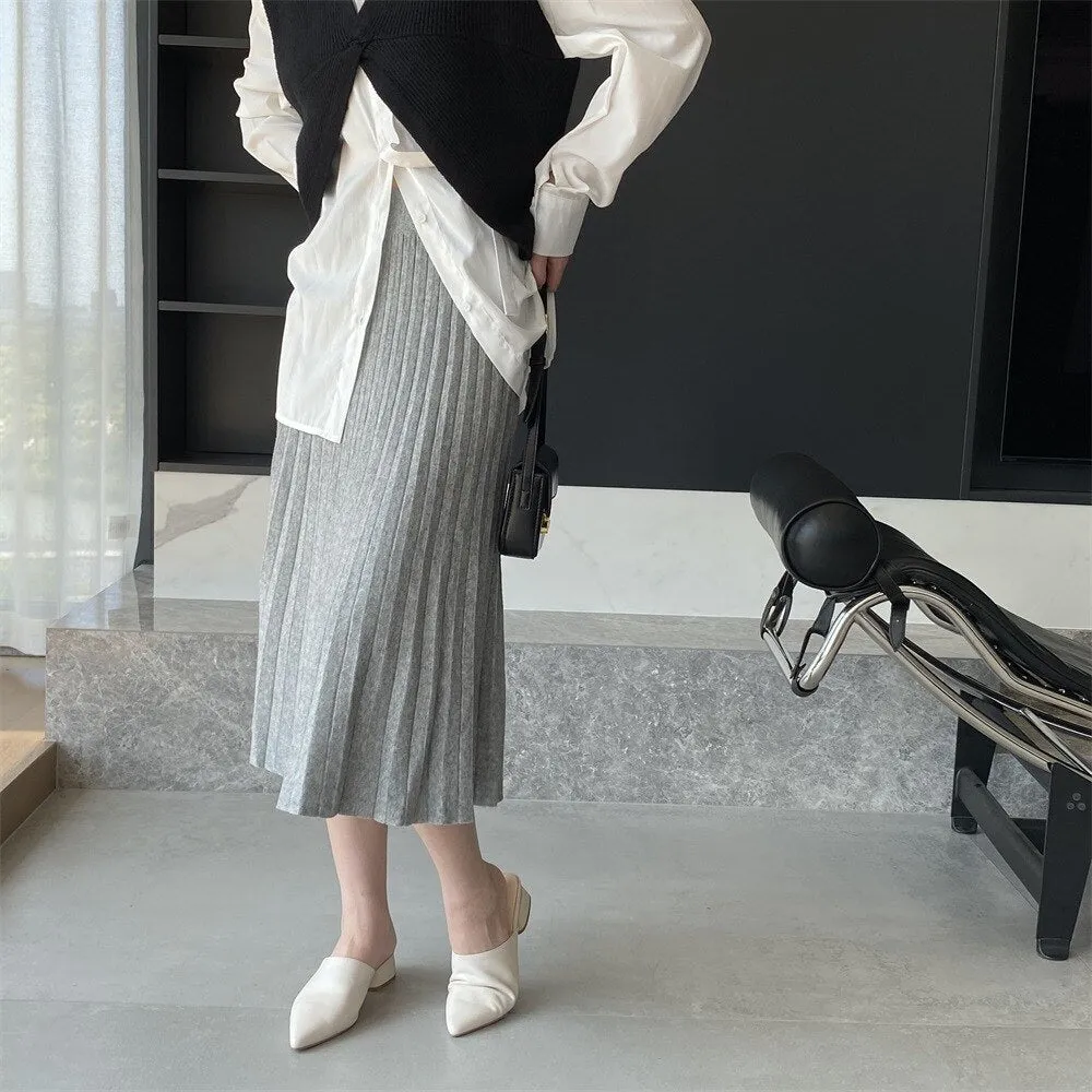 Knitted Slim Elastic Waist Skirt